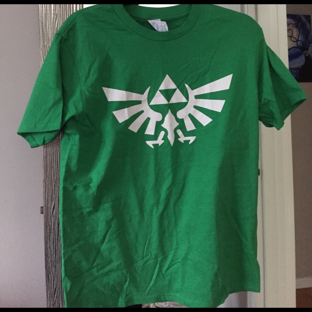 Green Legend of Zelda White Logo Short Sleeve T-shirt